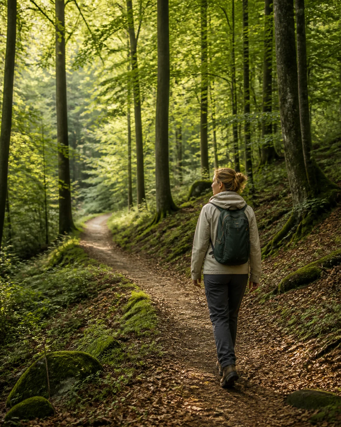Ruhiger Waldpfad in der grünen Umgebung von Hattingen