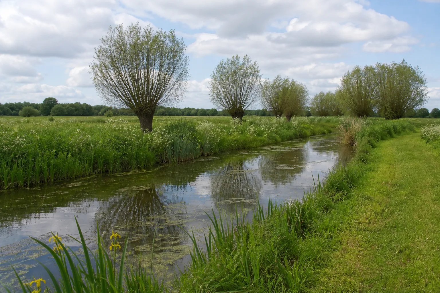 Merzbach mit Wiesen und Kopfweiden in Aldenhoven