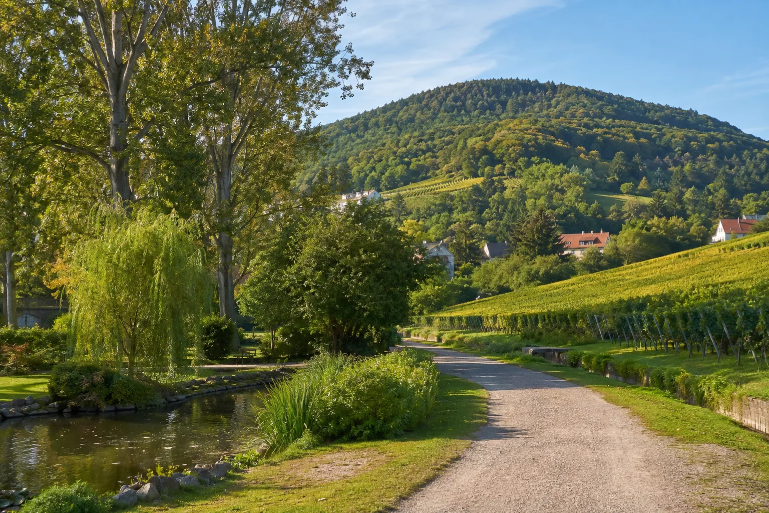 Bad Bergzabern: Bad Bergzaberner Land: Weinberge am bewaldeten Haardtrand