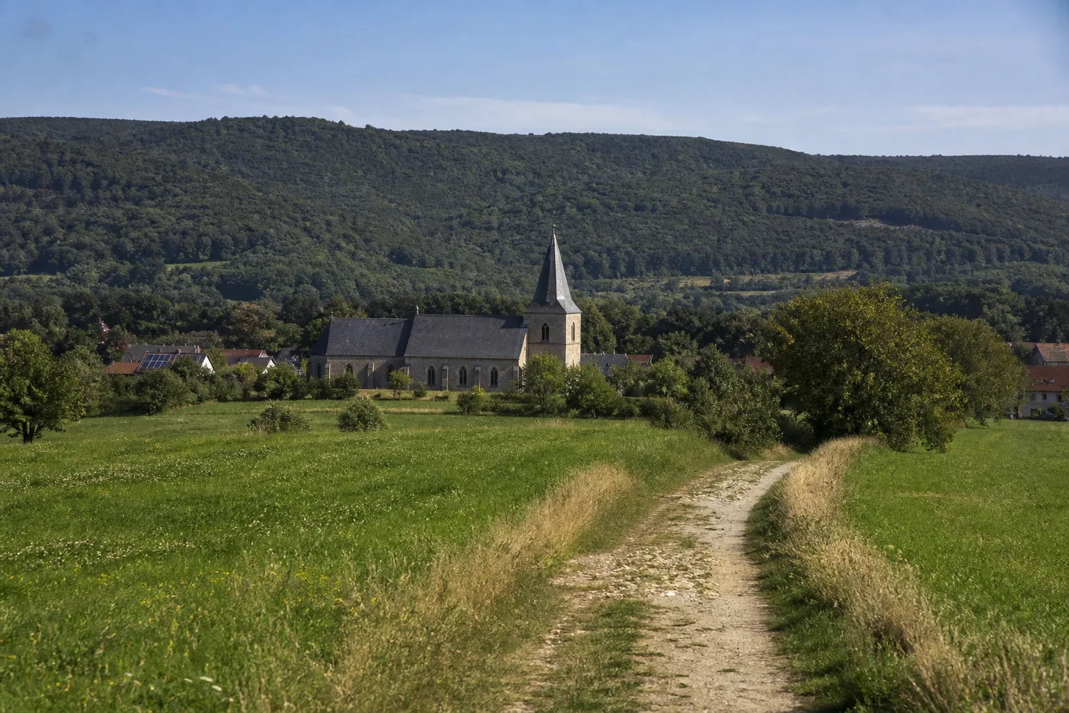Offener Höhenweg mit Blick auf Neuenheerse bei Bad Driburg