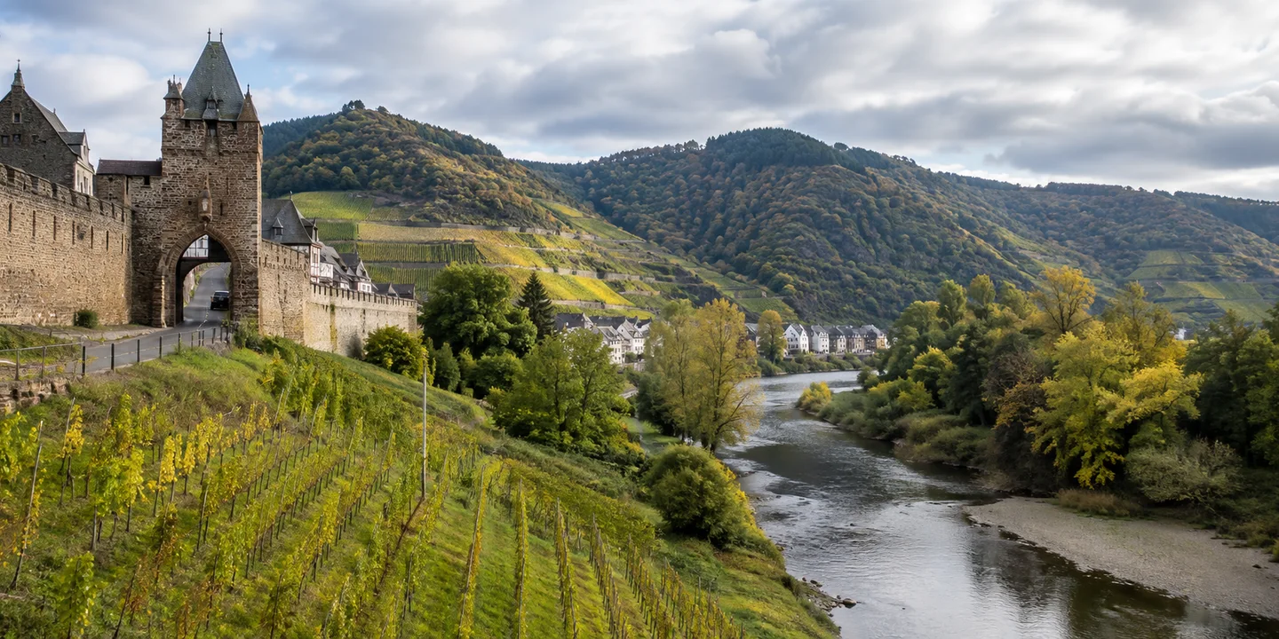 Bad Neuenahr-Ahrweiler: Bad Neuenahr-Ahrweiler: Ahrweiler Stadtmauer vor den Weinbergshängen