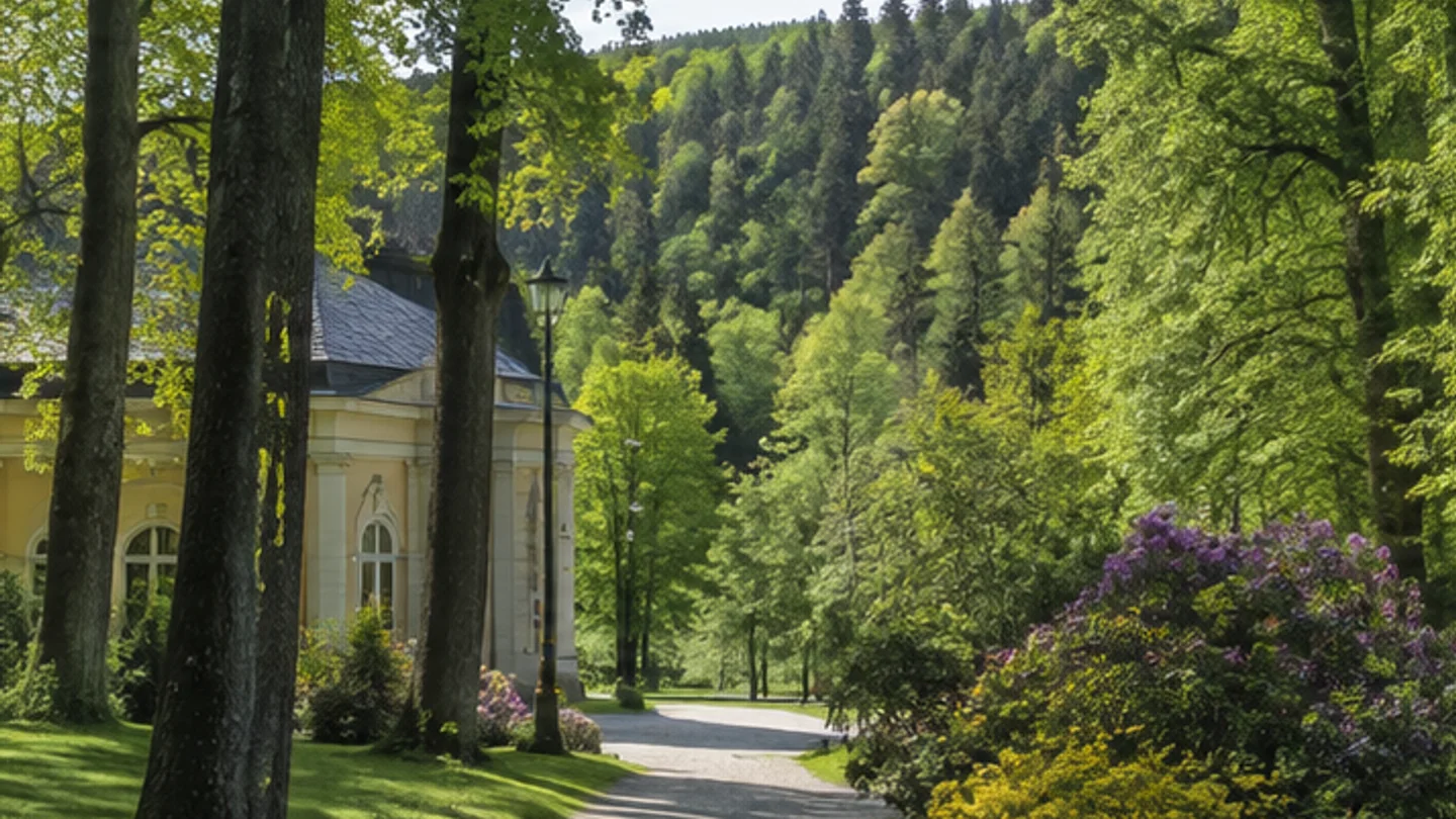 Bad Steben: Bad Steben: Kurpark am Übergang zum Frankenwald