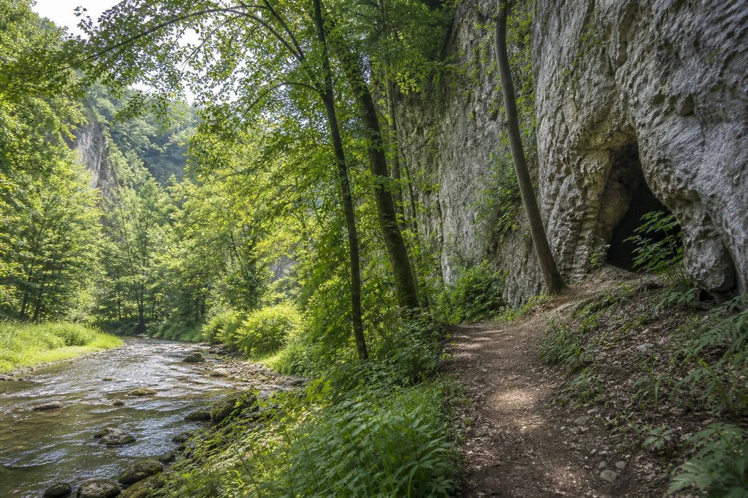 Felsiger Wanderweg im Hönnetal bei Balve