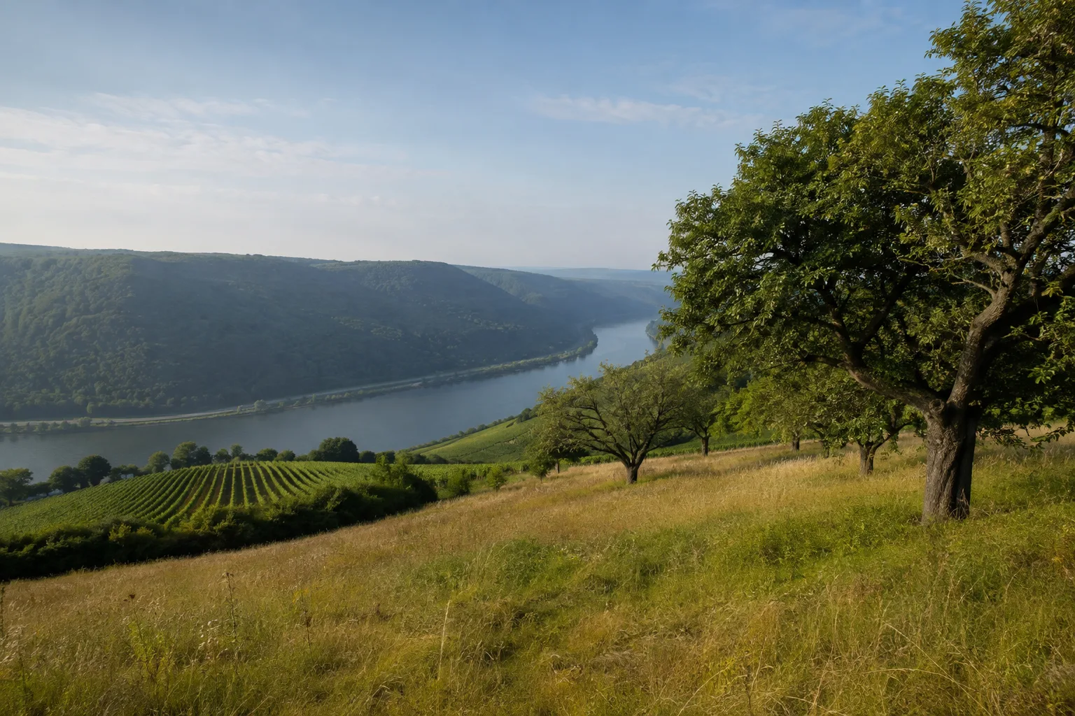 Mittelmosel: Rebterrassen über dem Fluss