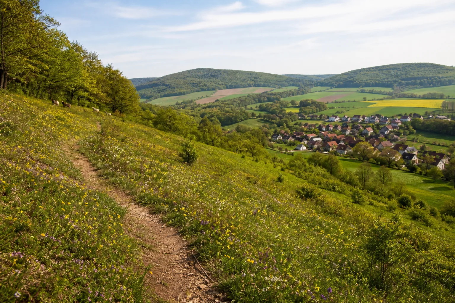 Blütenreicher Trockenhang über dem Bevertal bei Dalhausen
