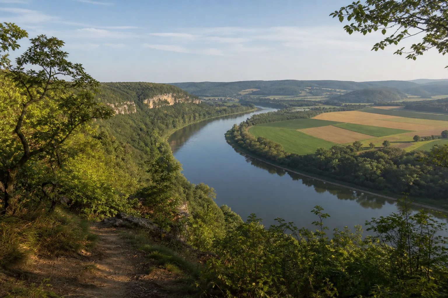 Höhenweg mit Blick auf den Weserbogen bei Herstelle