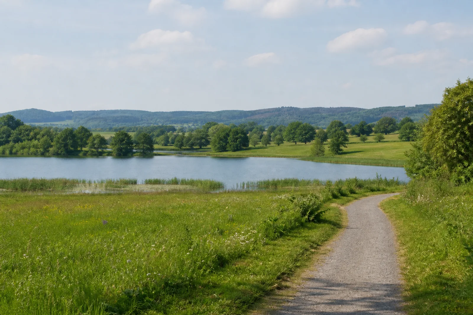 Offener Uferweg am Obersee im Norden von Bielefeld