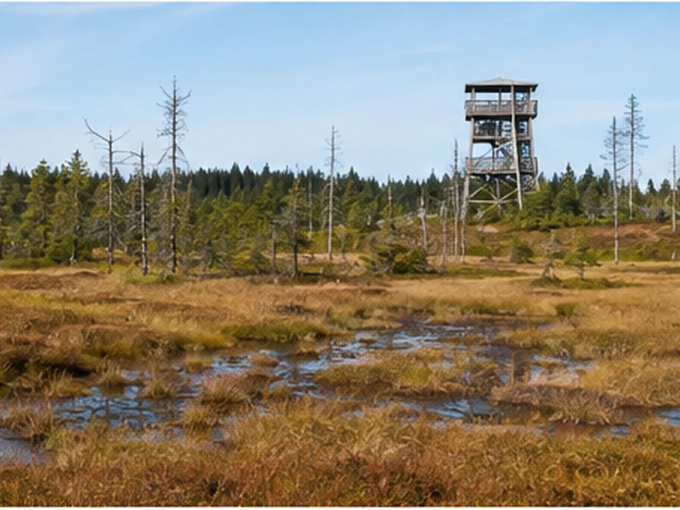 Schwarzes Moor: nasse Schlenken und lichter Moorwald