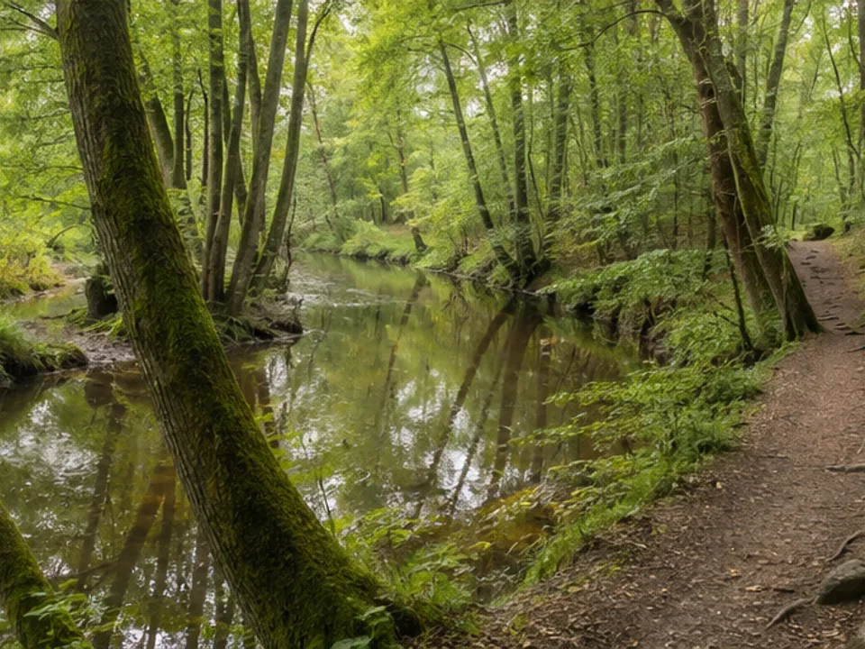 Luhegrund: kleiner Heidebach unter Erlen und Buchen