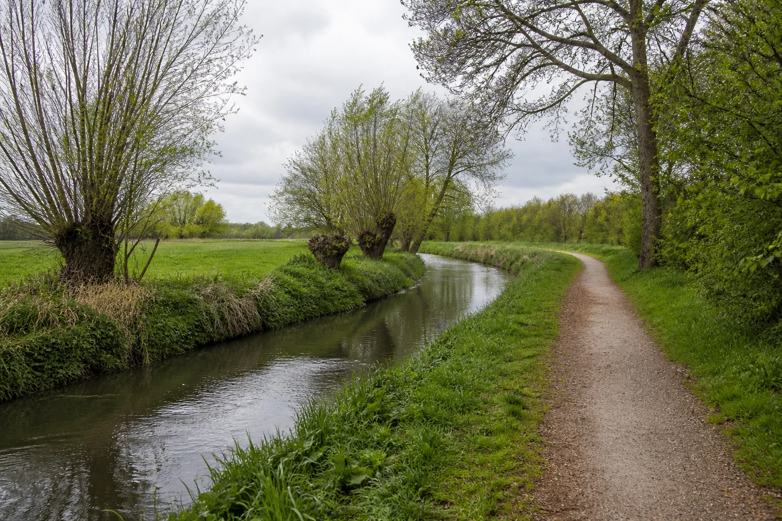 Flacher Uferweg an der Bocholter Aa bei Bocholt