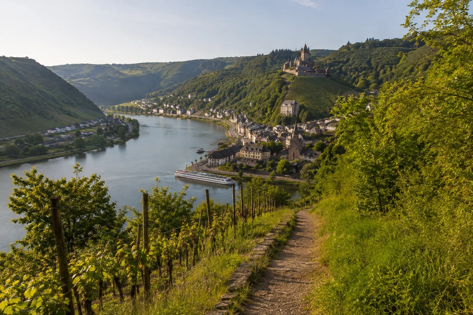 Cochem: Cochem: Reichsburg über Mosel und Weinbergen