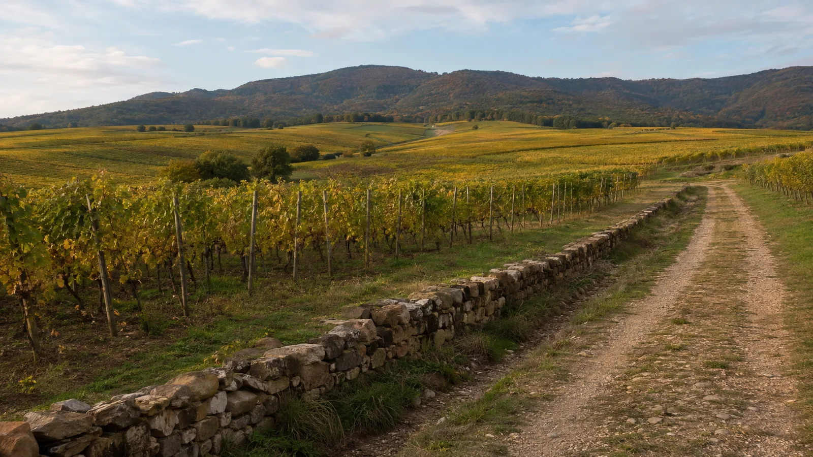 Pfälzerwald-Rand: Waldpfad oberhalb der Weinorte