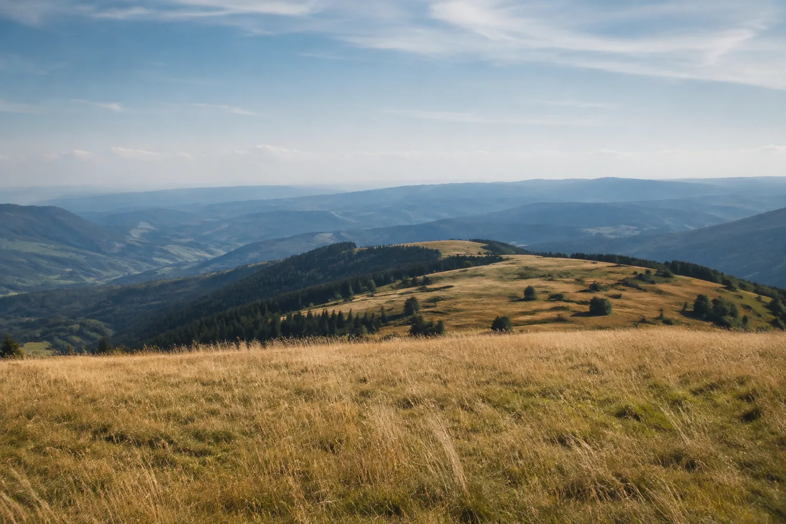 Feldberg (Schwarzwald): Feldberg (Schwarzwald): offene Hochweide am Seebuck über dunklem Bergwald