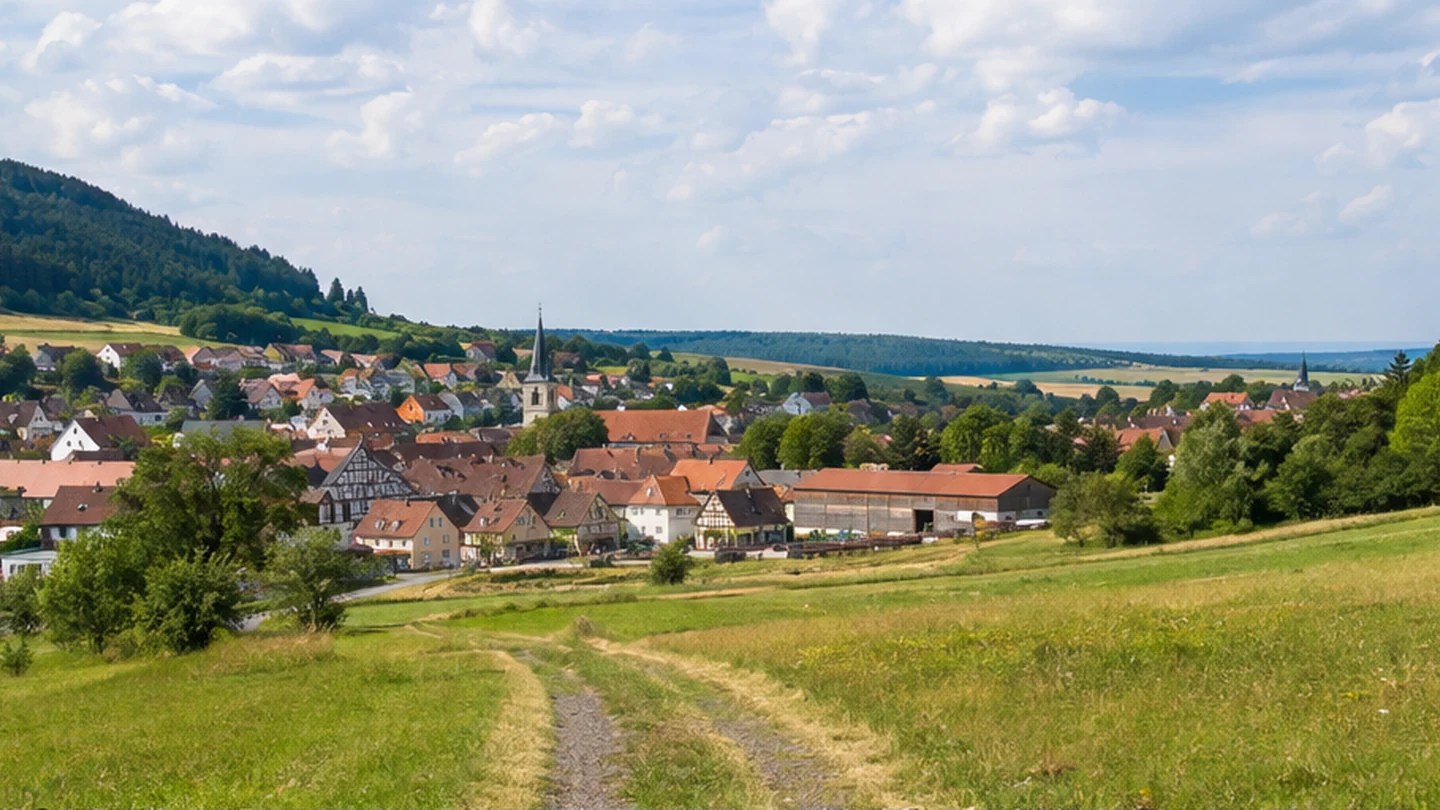 Fladungen: Fladungen: Fladunger Streutal: Wiesen und Feldwege am historischen Ortsrand