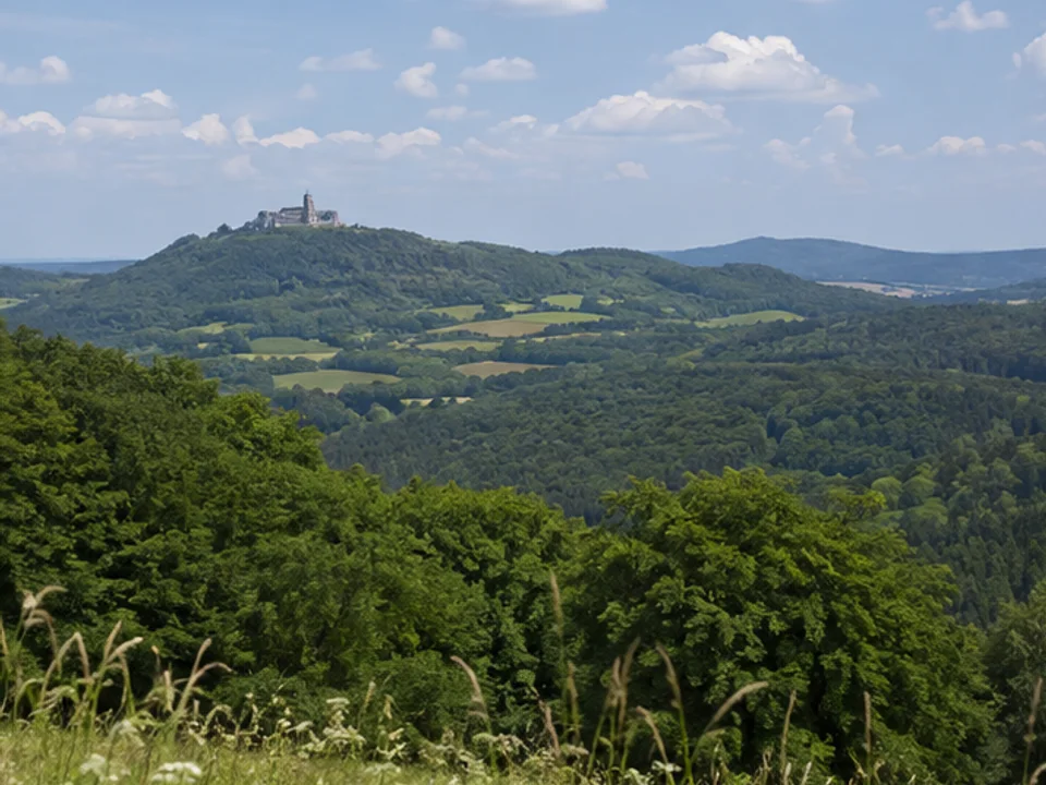 Südlicher Zugang: Wald- und Wiesenblick Richtung Kronach
