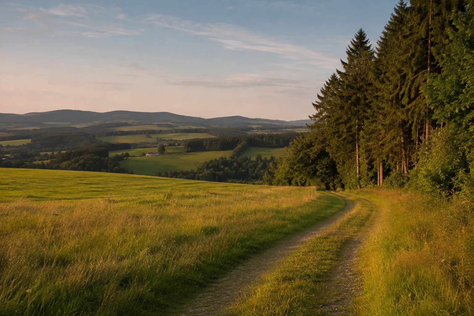 Südroute: sanfte Wald- und Wiesenwege über den Vorwald
