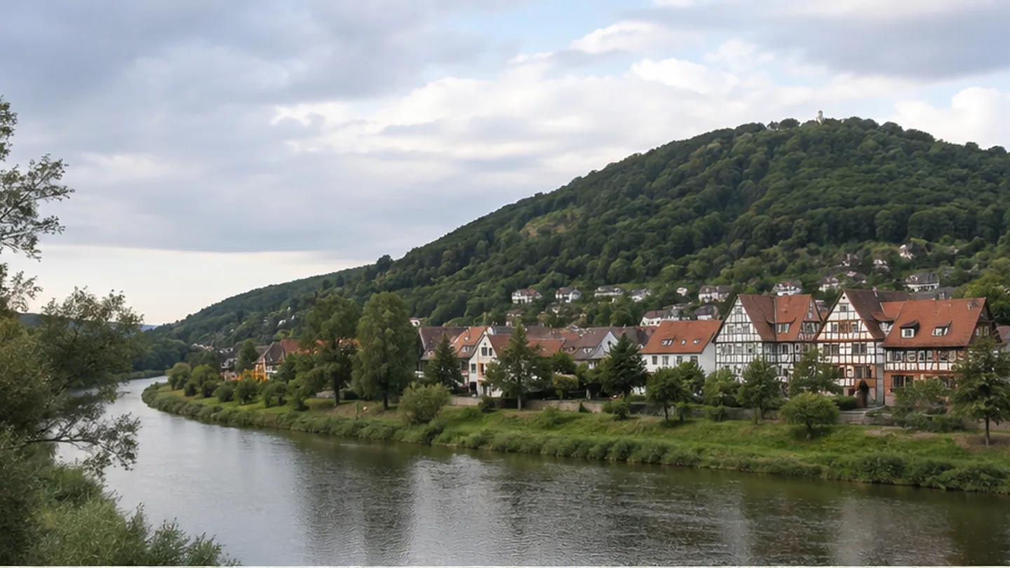 Hameln: Hameln und Klüt: Weserbogen und Fachwerkstadt unter bewaldetem Klüt