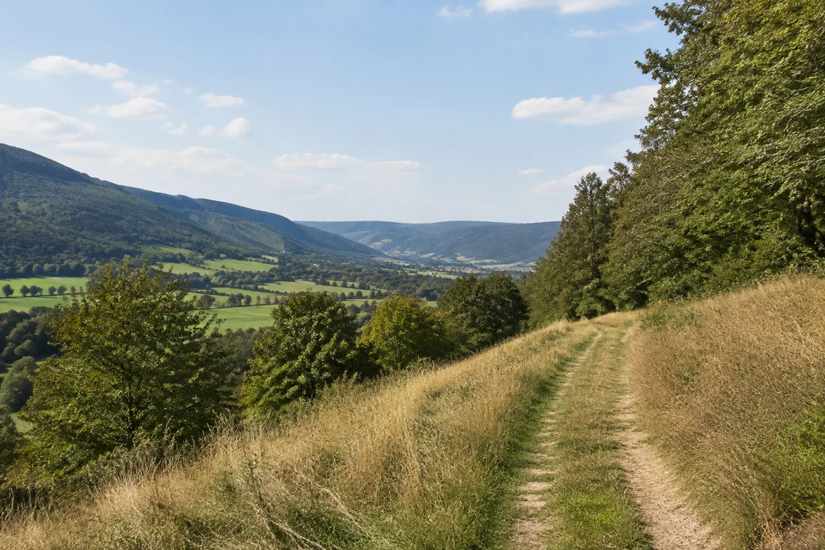 Hausach: Hausach: Breiter Kinzigtalboden mit bewaldeten Flanken und Übergängen zur Stadt.