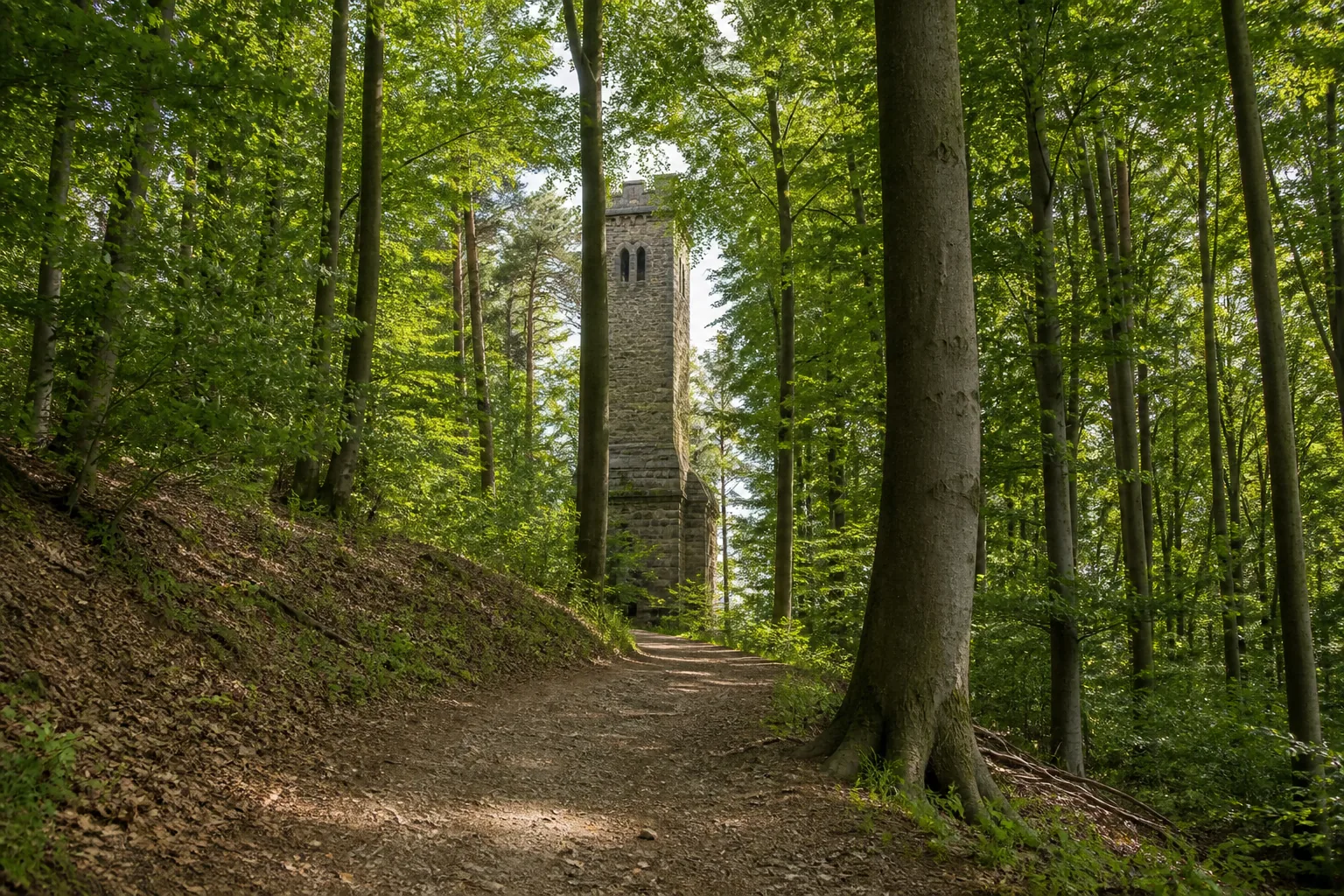Waldweg zum Bismarckturm auf dem Stuckenberg in Herford