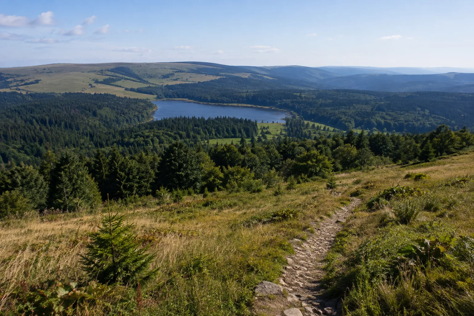 Hochschwarzwald: Titisee: Hochschwarzwald: offene Feldberg-Höhen über dunklem Fichten-Buchenwald und eiszeitlichen Seen