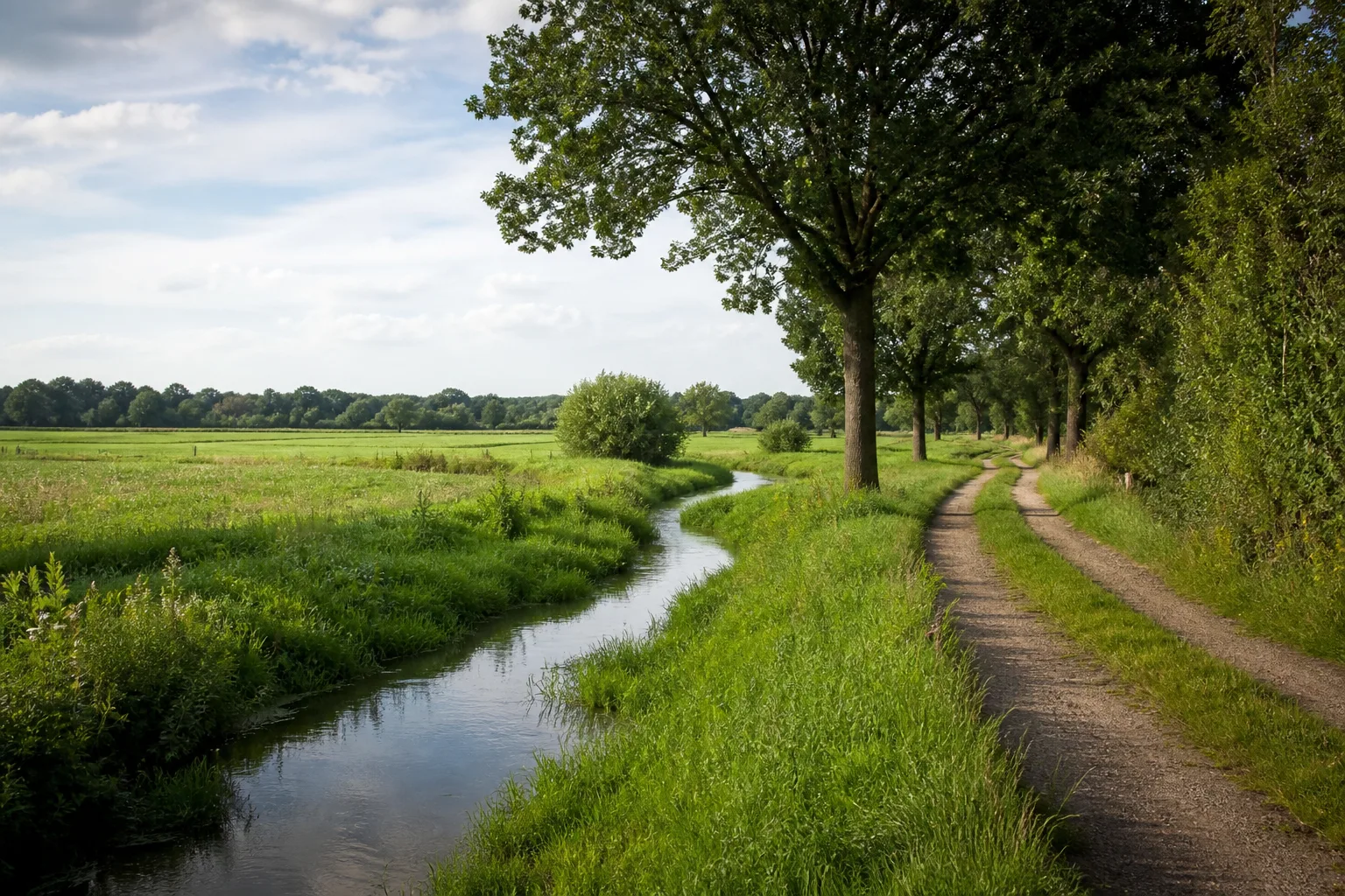 Leerbach und Parkland beim Wandern in Horstmar