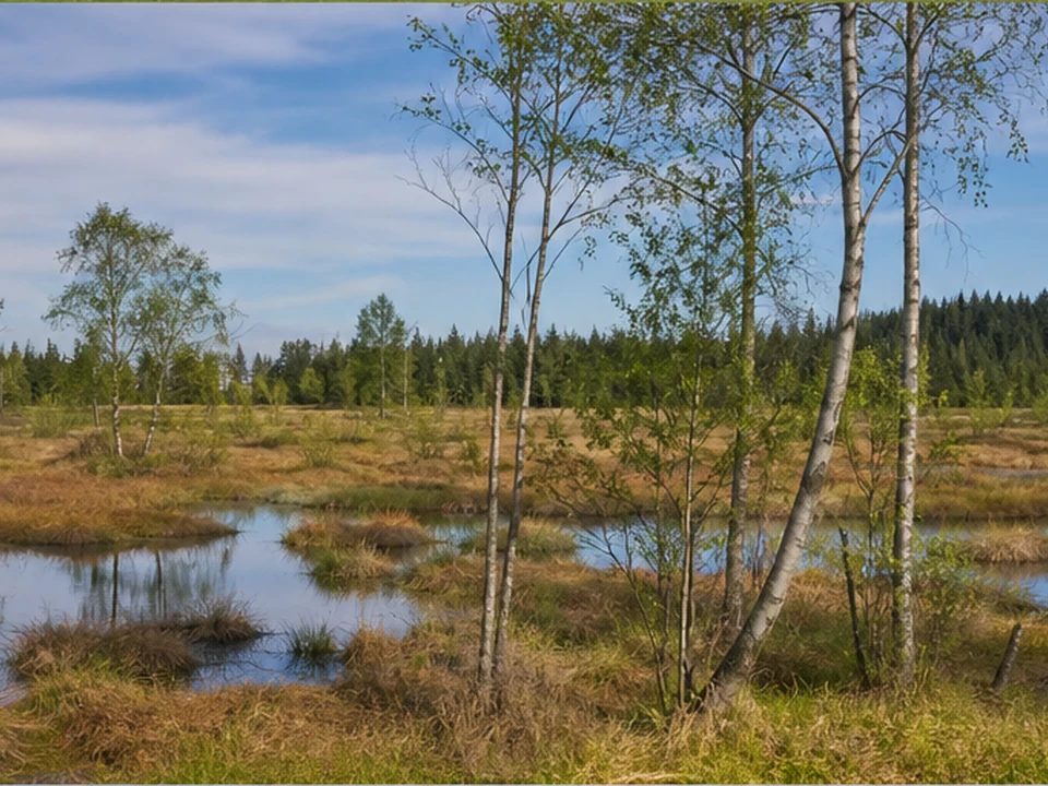 Taufach-Fetzach-Moos: Moorwasser zwischen Birken und Seggen