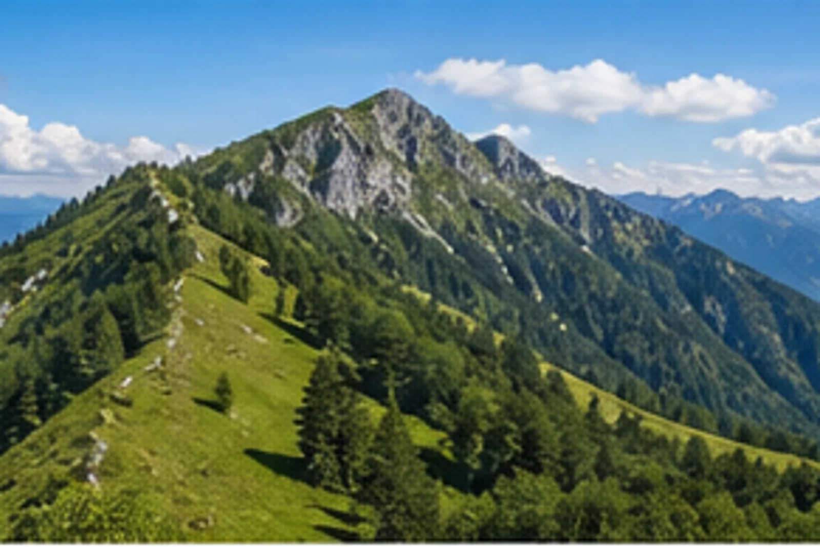 Jenner: Jenner-Zugänge: Jenner über Königssee: grüner Bergkamm über dem tiefen Alpensee