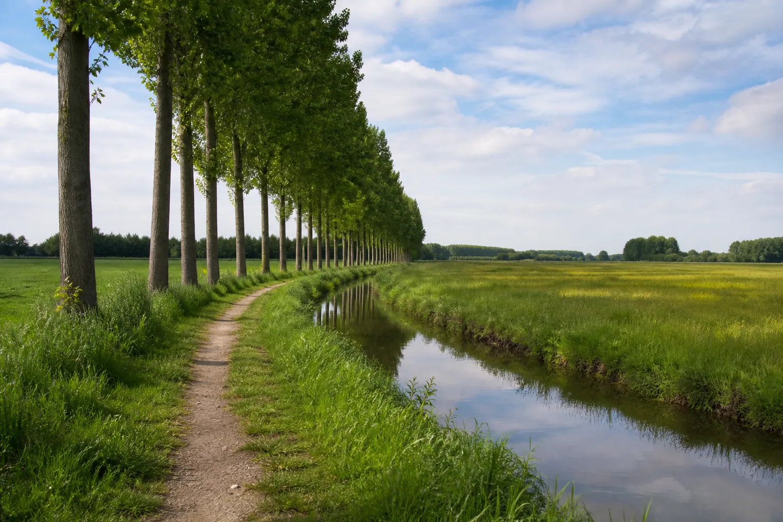 Nordkanal und Feldflur beim Wandern in Kaarst