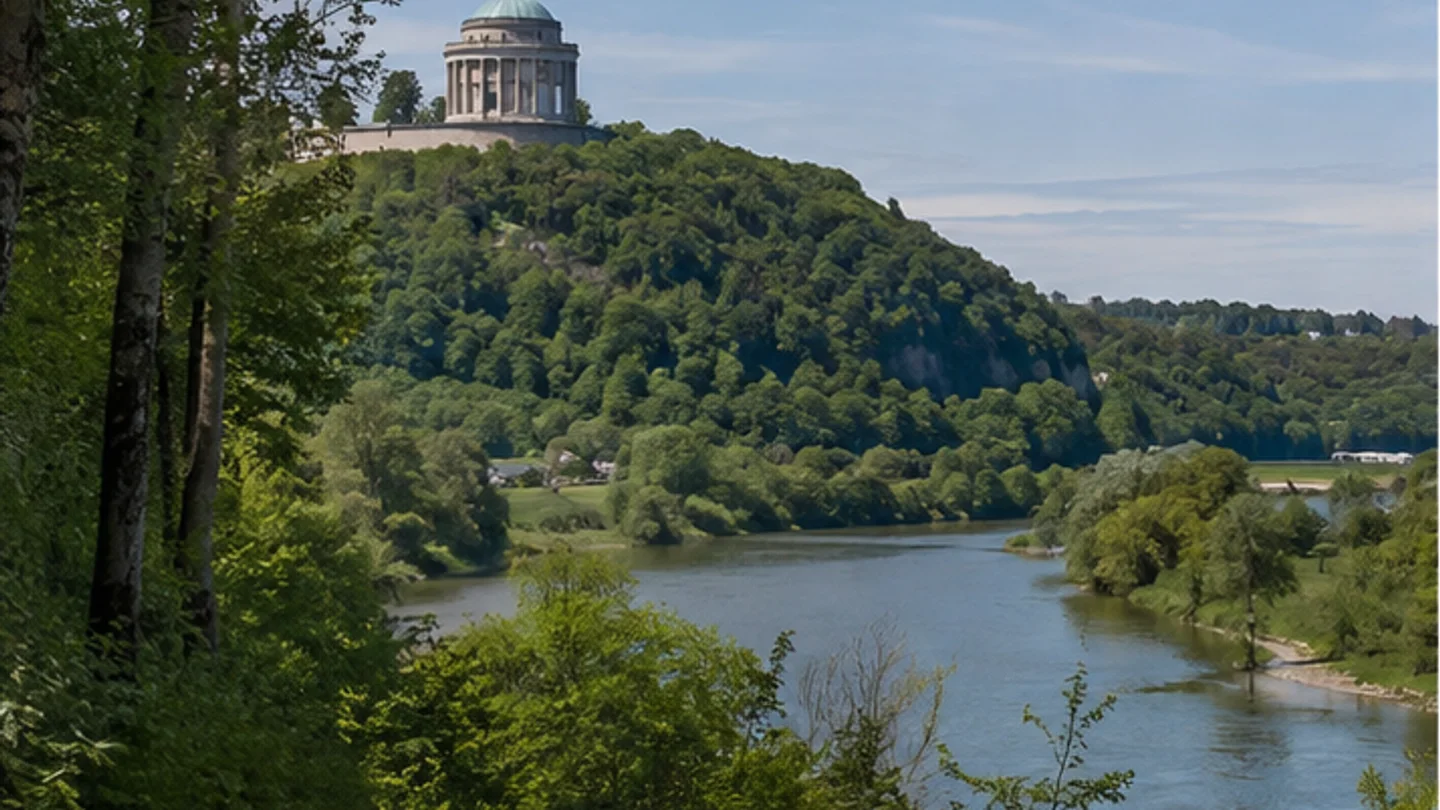 Kelheim: Kelheim: Befreiungshalle über bewaldetem Donau-Altmühl-Rand