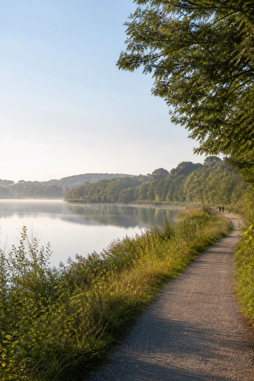 Morgendlicher Uferweg am Kemnader See