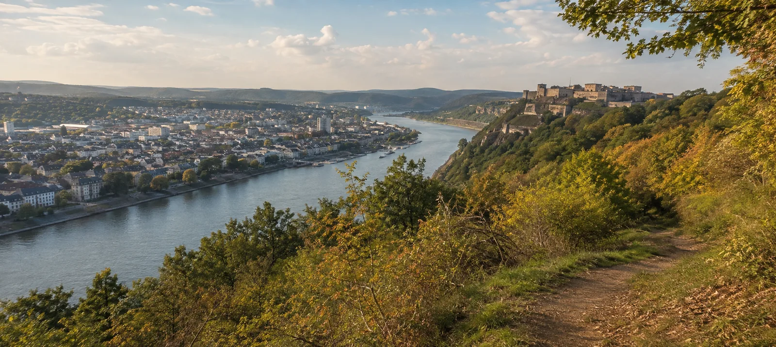 Rheinhöhen: bewaldete Hänge über dem Mittelrhein