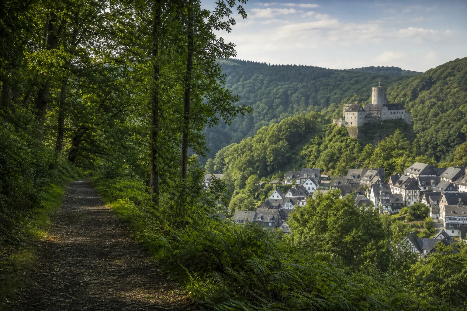 Wanderweg mit Blick auf Burg Bilstein in Lennestadt