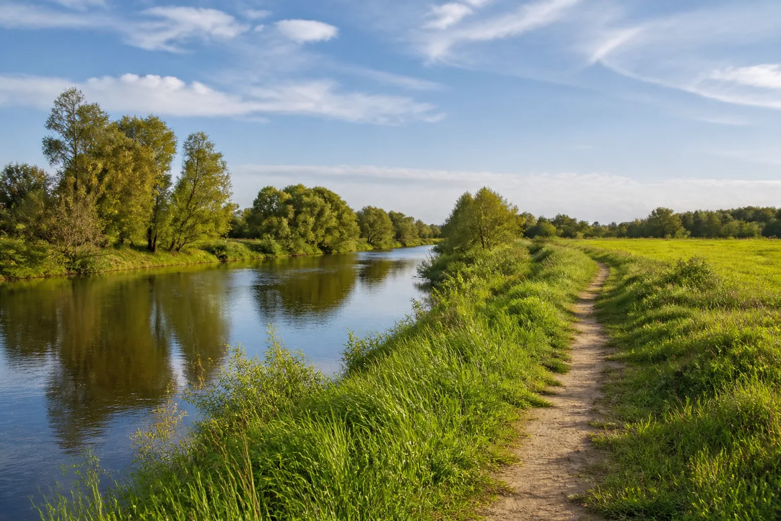 Linnich: Rurauenweg beim Wandern in Linnich