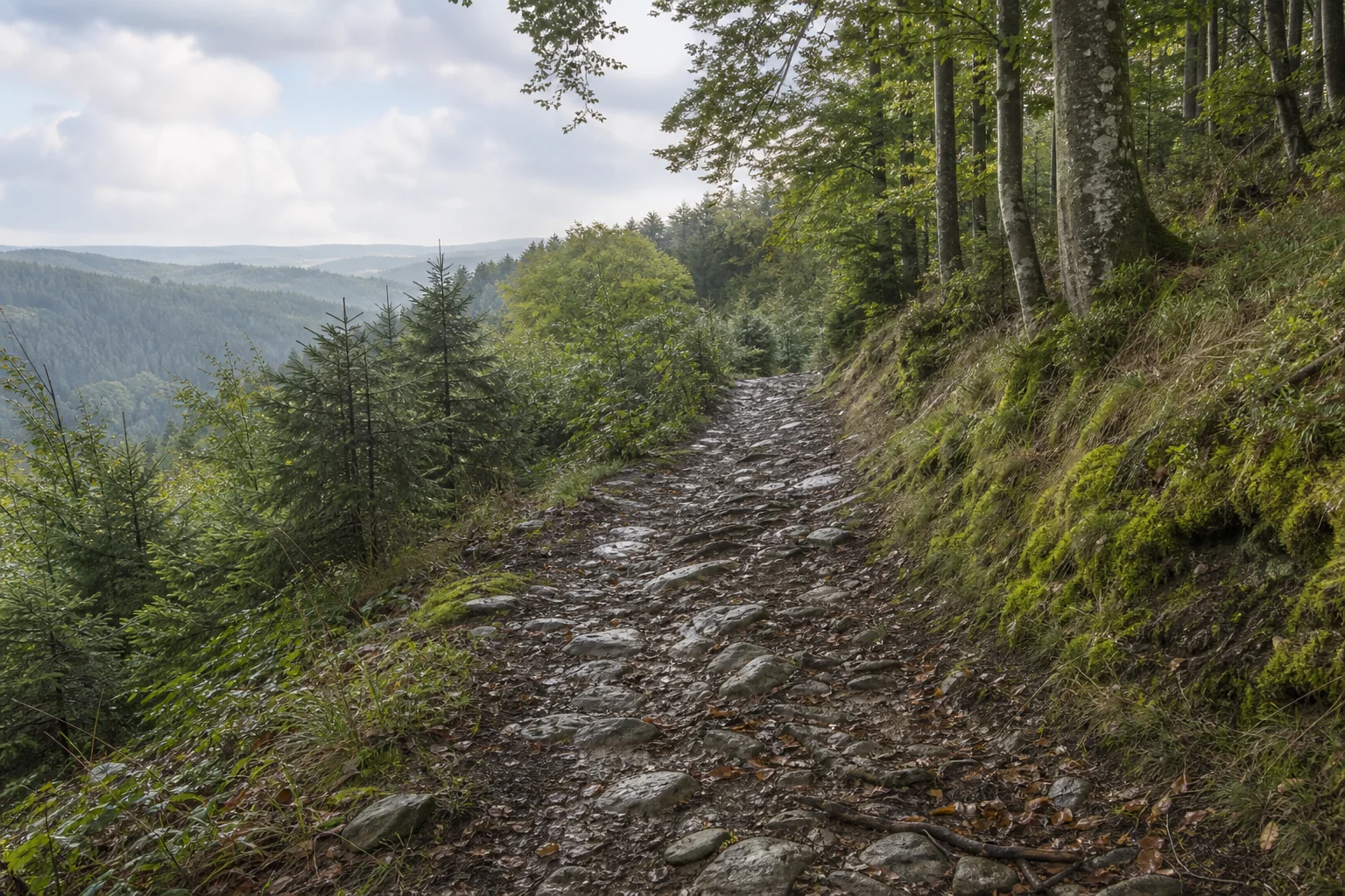Steiniger Waldweg auf der Homert in Lüdenscheid