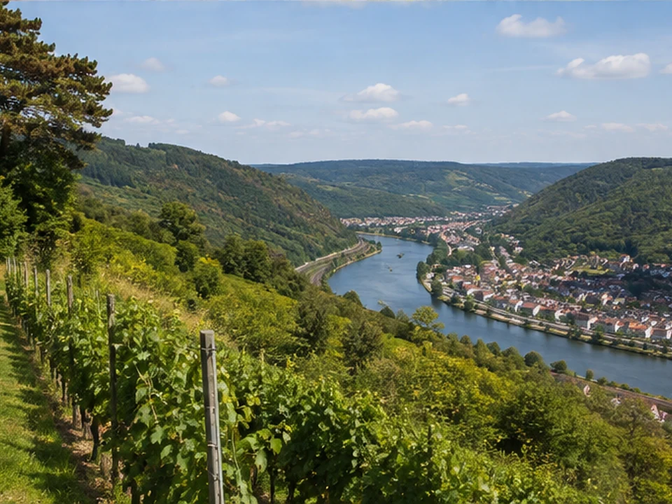 Bürgstadter Berg: Weinbergkante und Wald über dem Main