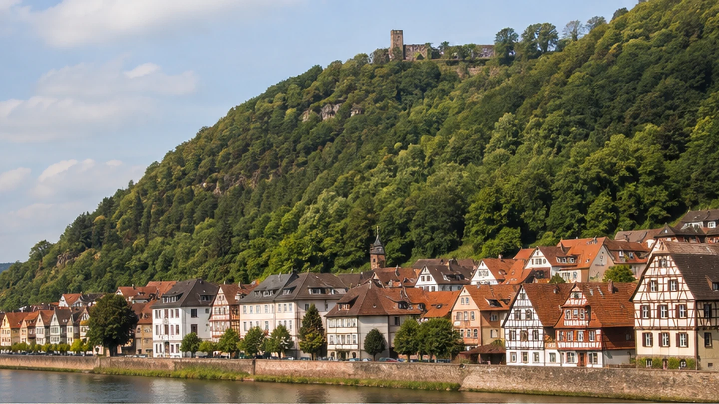 Miltenberg: Miltenberger Mainhang: Fachwerkstadtrand unter bewaldetem Sandsteinhang