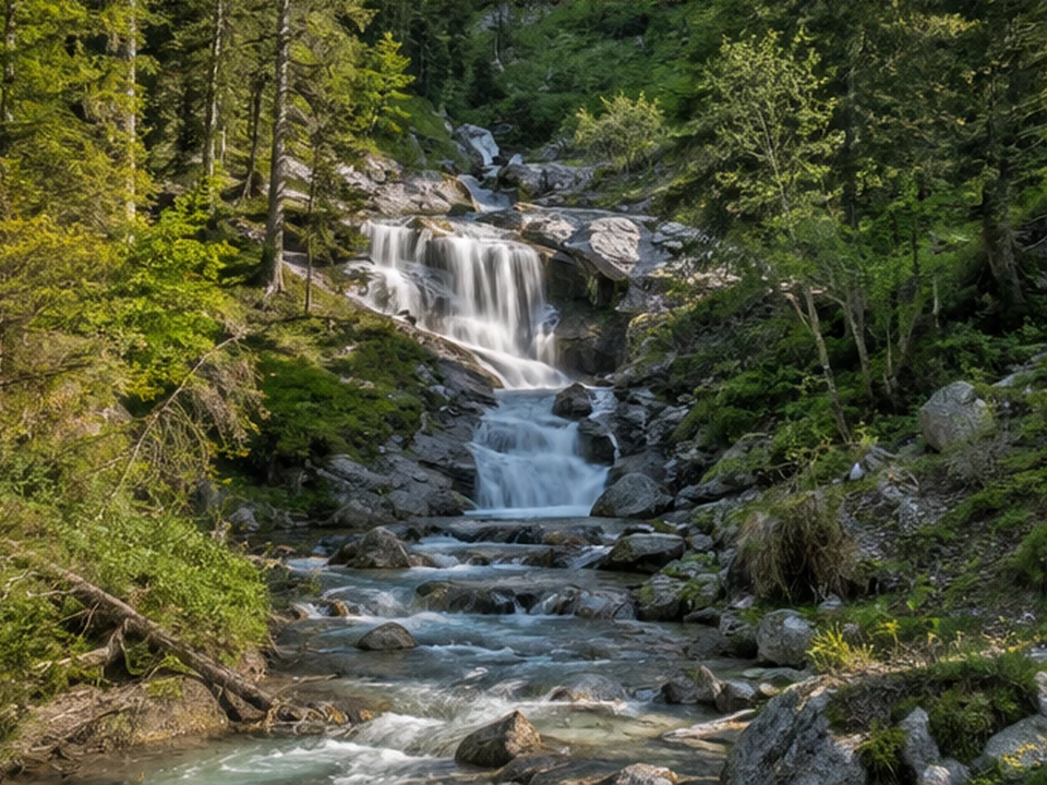 Alpspitzwald: Wasserlauf im gemischten Bergwald