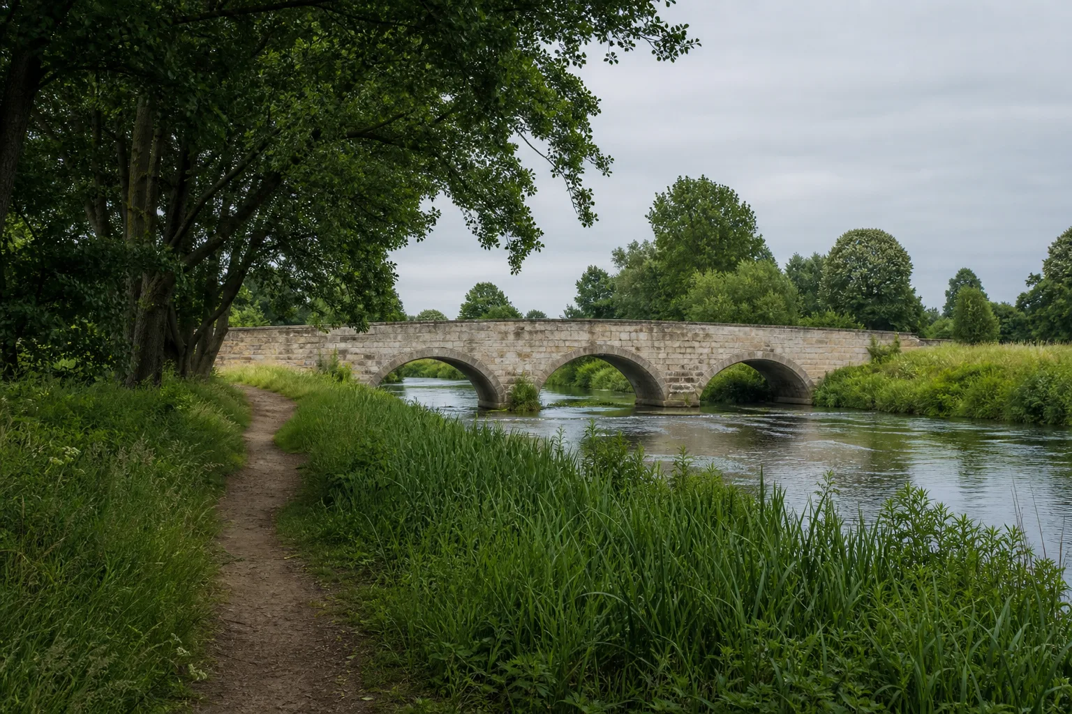 Historische Dreibogenbrücke über der Steveraue