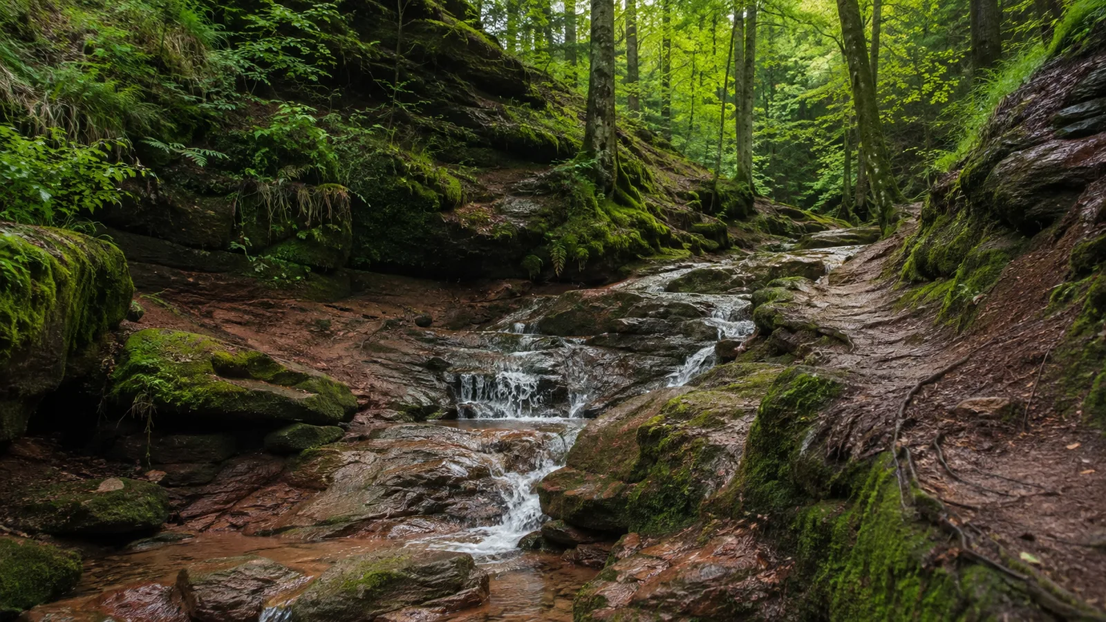 Pfälzerwaldrand: weiter Blick zum bewaldeten Höhenzug