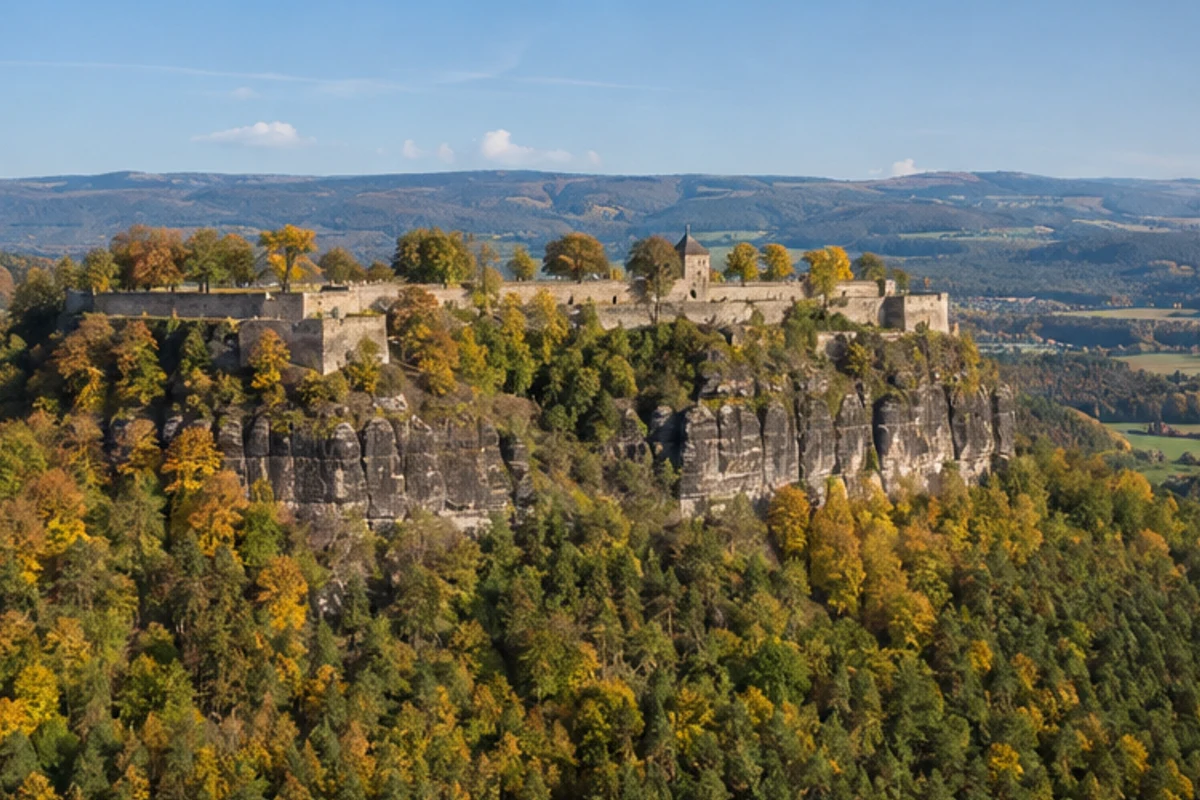 Tafelberge: weiter östlich gelegene Festungs- und Felslandschaft