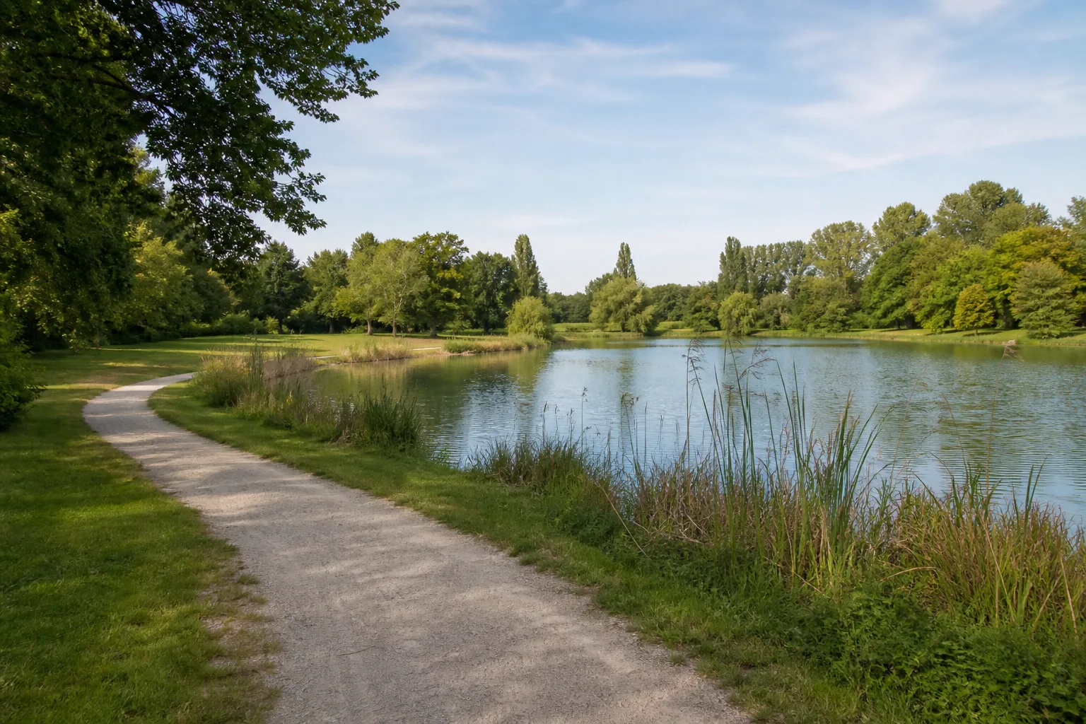 Rundweg am Grünen See im Erholungspark Volkardey in Ratingen