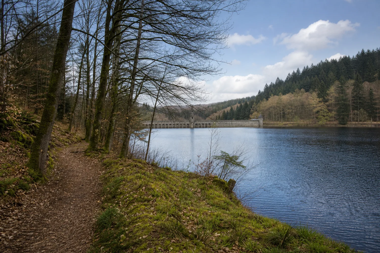 Waldweg an der Dreilägerbachtalsperre bei Roetgen