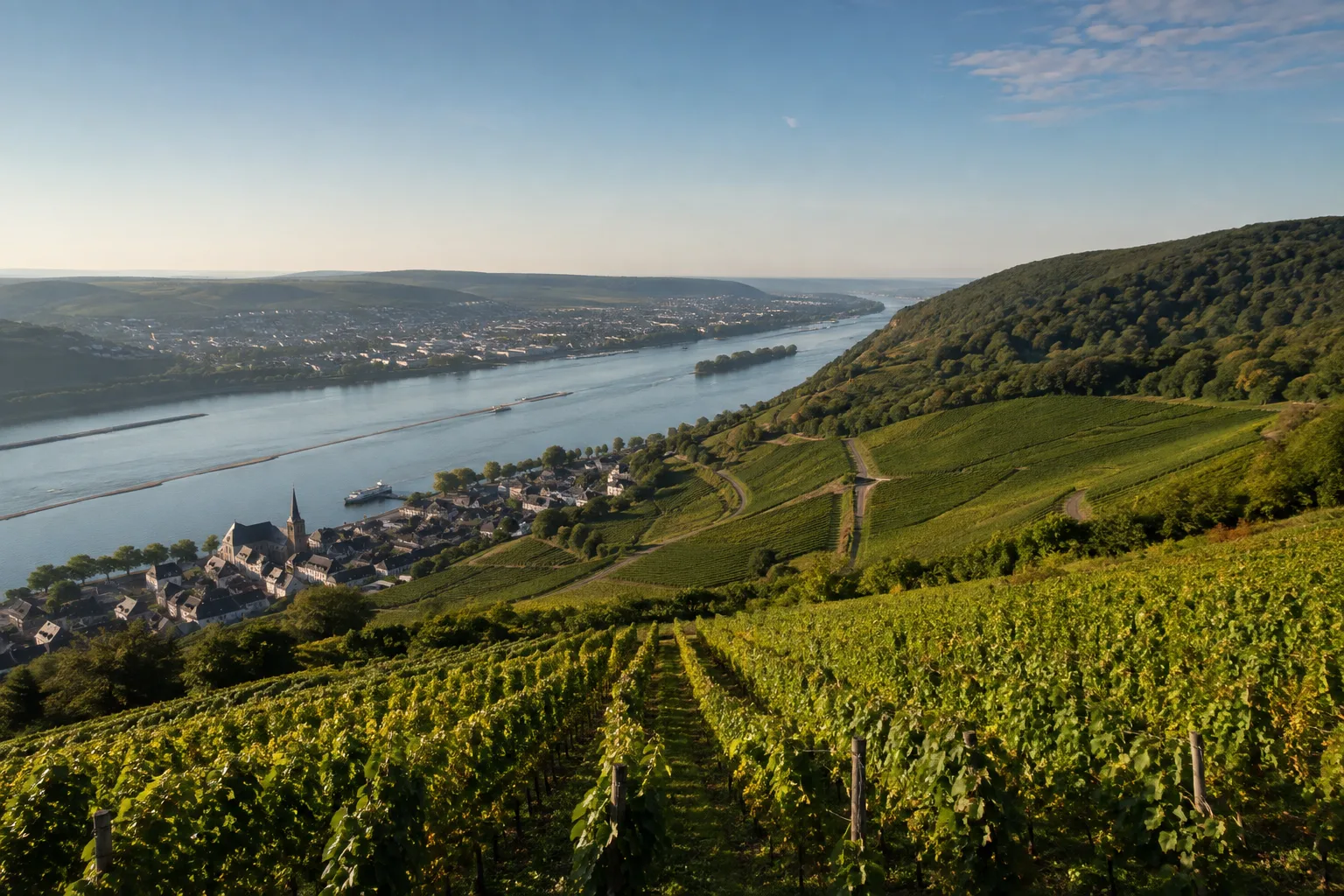 Rüdesheim am Rhein: Rüdesheim am Rhein: Rüdesheim: Weinberge und Niederwald am südlichen Mittelrhein
