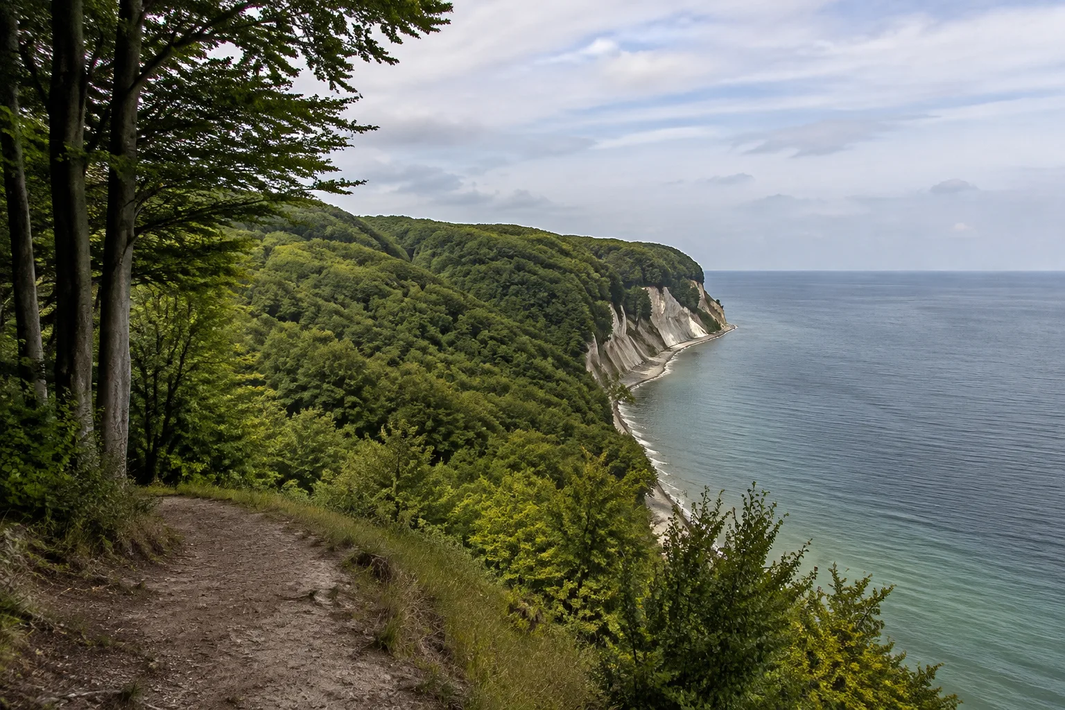 Rügen: Rügen: Ostseeküste mit Buchenwald, hellem Kliff und weitem Meer
