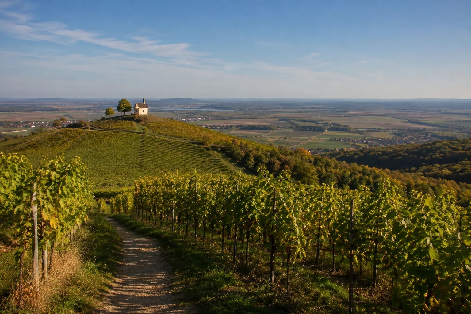 Südliche Weinstraße: Südliche Weinstraße: Reben am bewaldeten Haardtrand