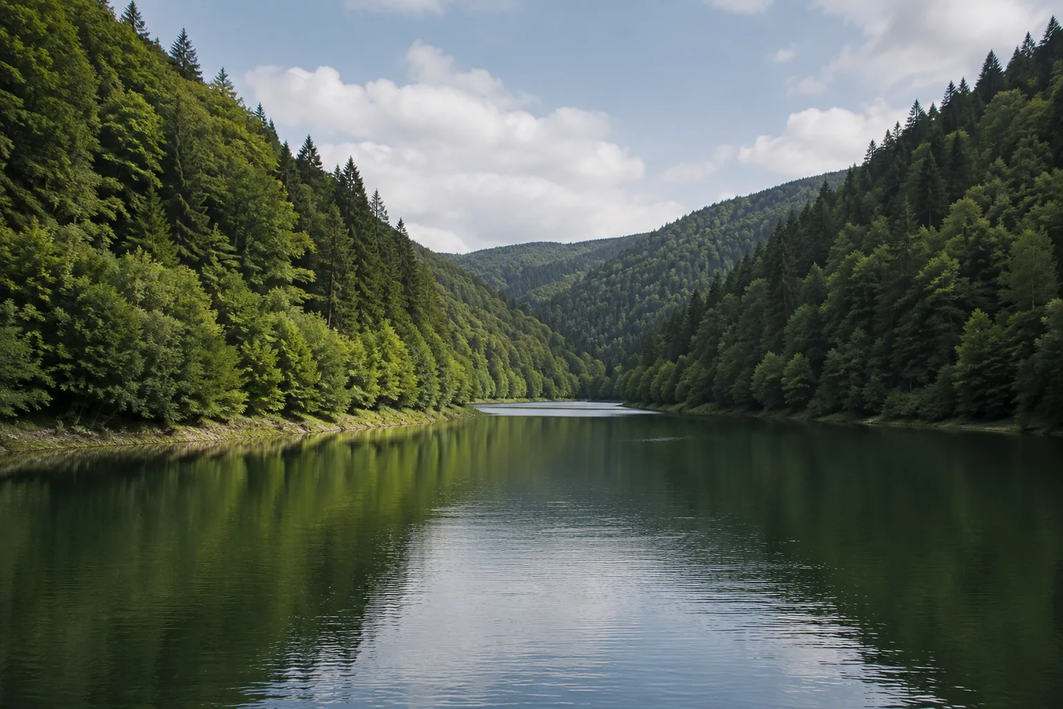 Schmalwassertalsperre: ruhiger Stausee zwischen steilen bewaldeten Hängen