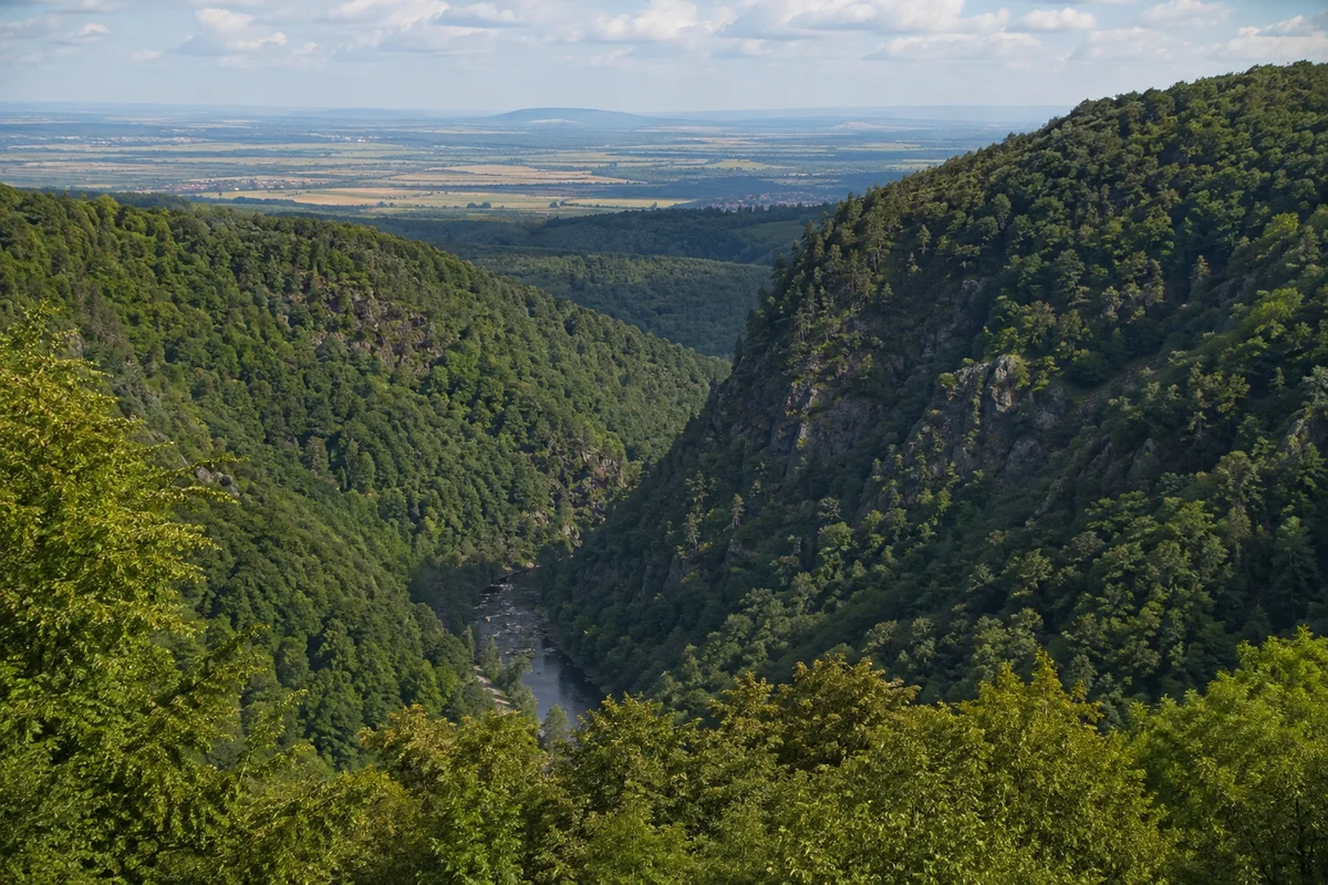 Thale: Blick vom Felsweg über Thale ins Bodetal