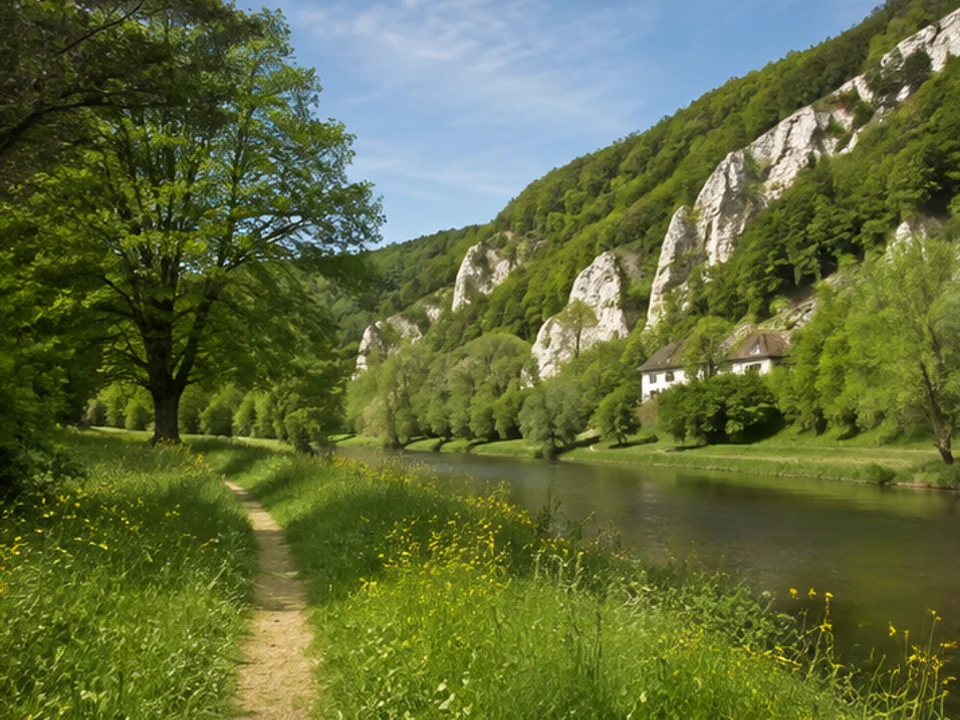 Dietfurter Aue: Wiesenweg am naturnahen Fluss