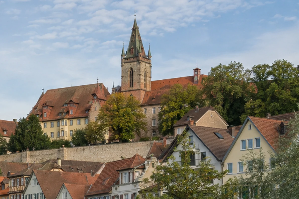 Härten: sanfte Felder und Streuobstwiesen mit Blick zur Albkante