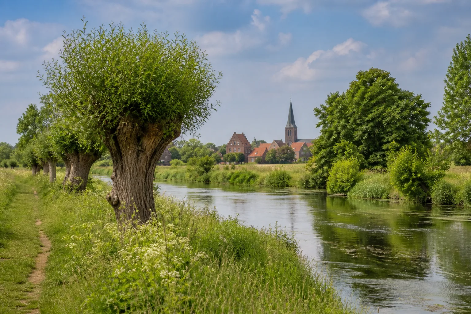 Niersufer vor dem historischen Ortskern Wachtendonk